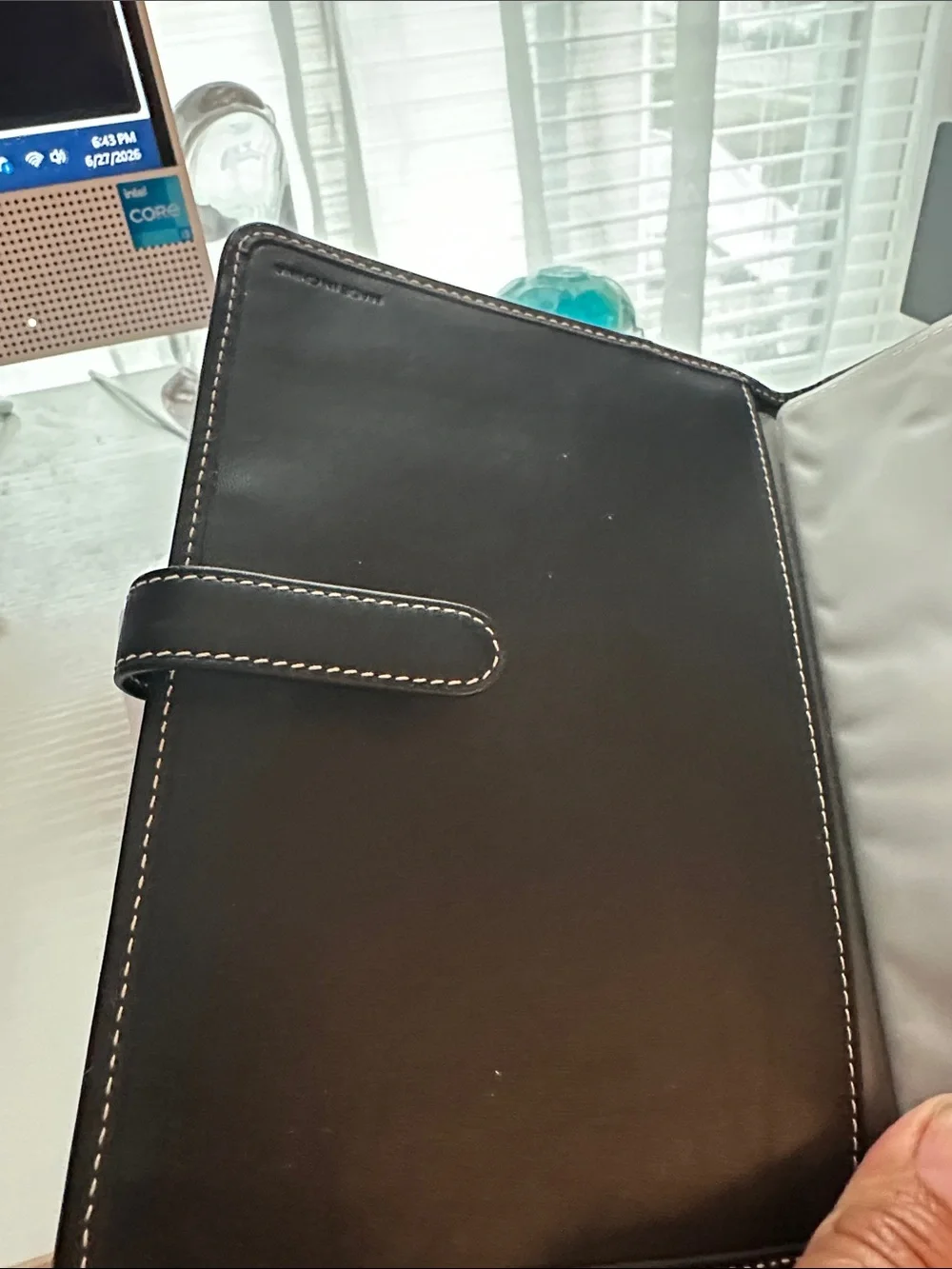 EUC Coach Black Leather Gray Canvas Organizer rare - Picture 14 of 16